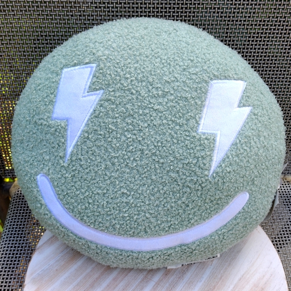Target Bullseye Playground Green Lightning Bolt Smiley Face Emoji Pillow 2025